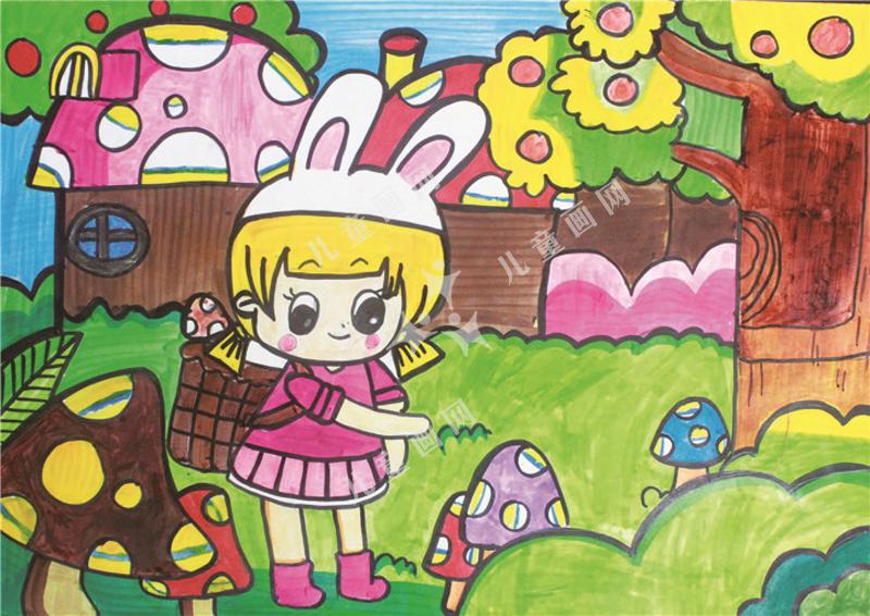 采蘑菇的小女孩