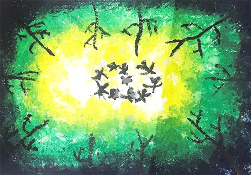 大雁在森林里飞来飞去